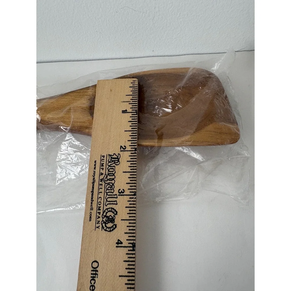 NEW Pampered Chef Teak Wooden Corner Spoon 2003 Brown Natural Finish Utensil